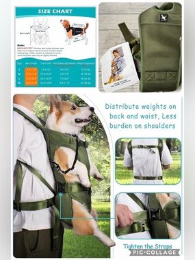 Olive Green Dog Carrier Backpack - Comfort Pet Front Pack